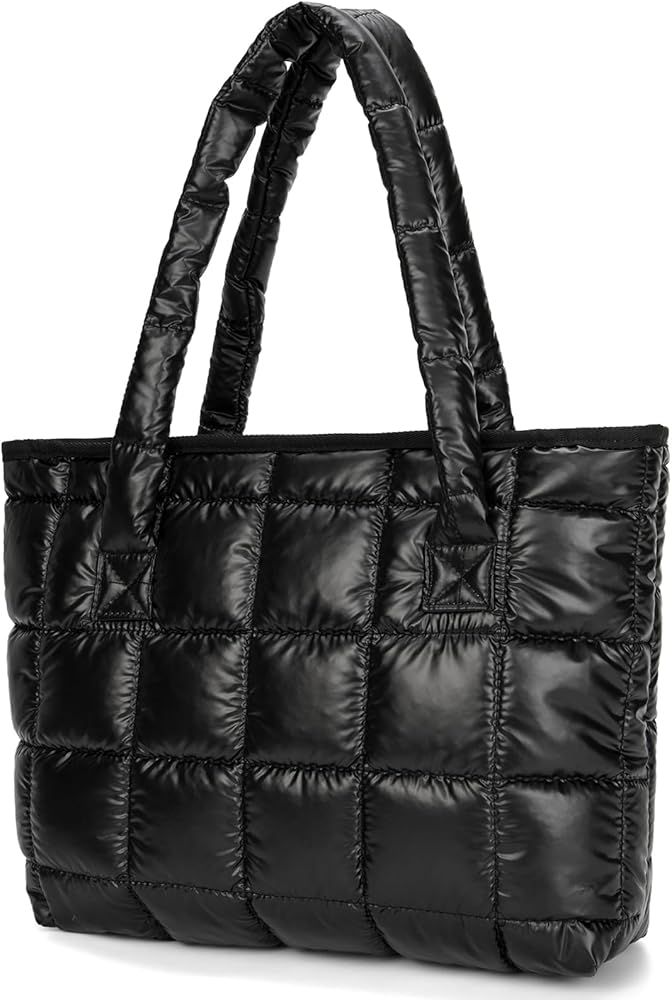 Puffer Tote Bag Lightweight Quilted Puffy Tote Bag Soft Down Cotton Padded Shoulder Bag Quilted B... | Amazon (US)