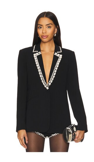 Rhinestone Chain Karlie Blazer in Black | Revolve Clothing (Global)