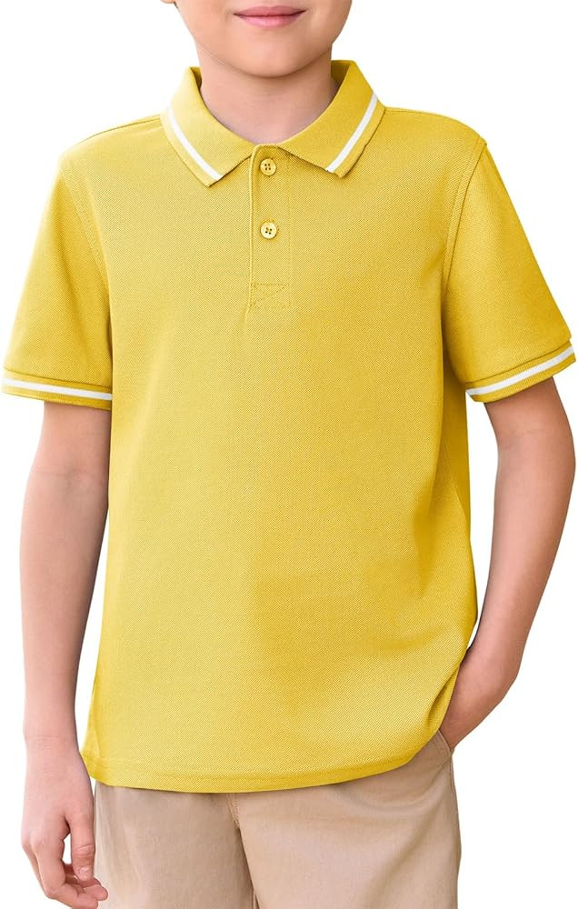 Haloumoning Kids Boys Short Sleeve School Uniform String Pique Polo Shirts 5-14 Years | Amazon (US)