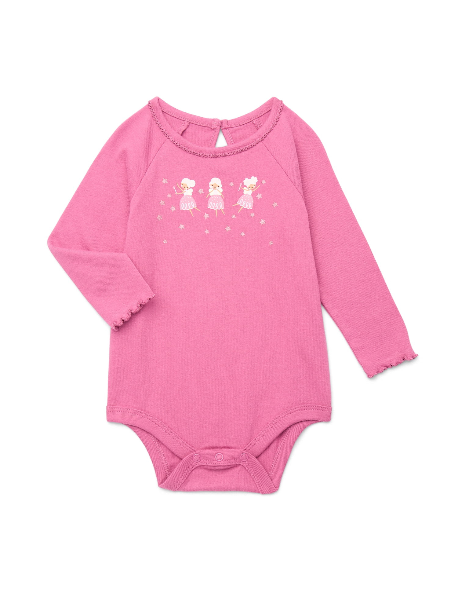 Garanimals Baby Girl Graphic Print Bodysuit with Long Sleeves, Sizes 0-24 Months | Walmart (US)