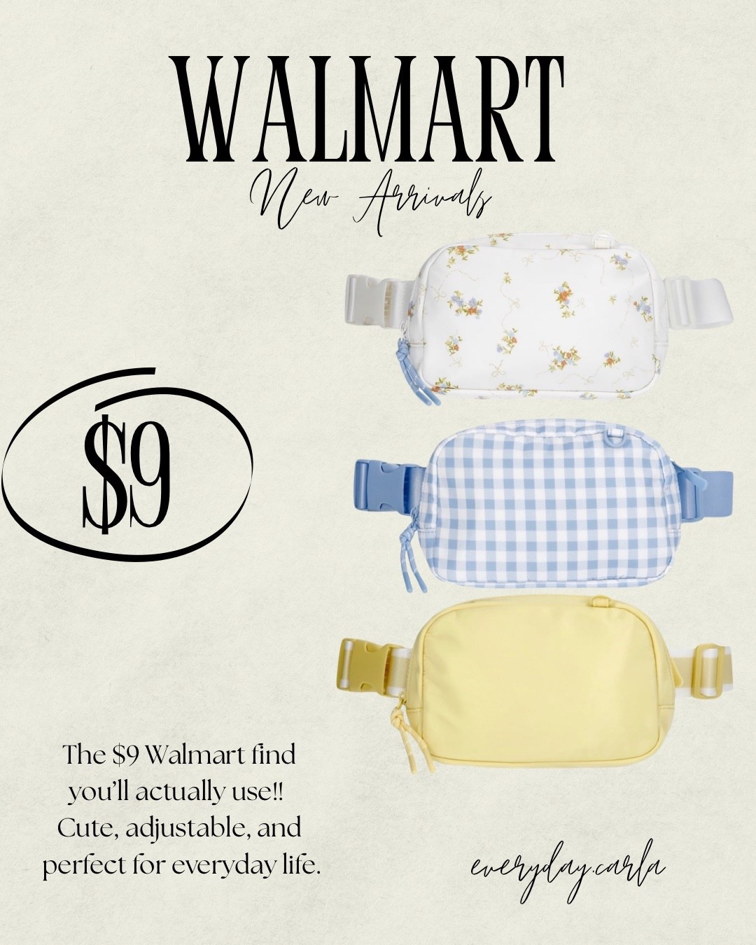 How cute are these belt bags for spring and only $9!!! I LOVE the blue gingham one! 🩵🤍💛

Walmart | Spring Finds | Affordable Finds 

#LTKTravel #LTKmomlife