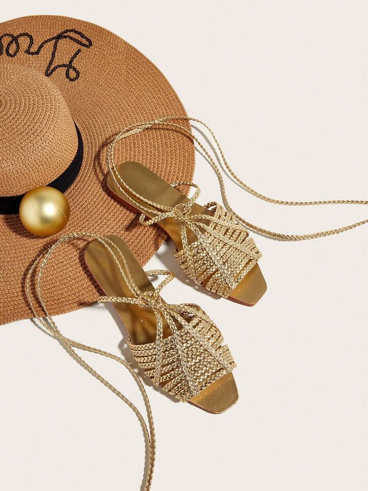 Gold Flat Sandals  | SHEIN