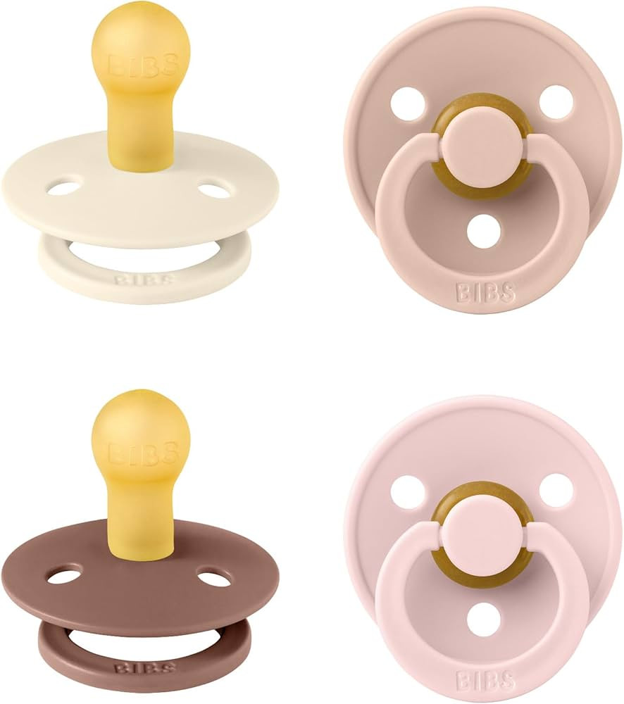 BIBS Colour Soother 4-Pack, BPA Free Dummy Pacifier, Round Nipple. Natural Rubber Latex, Made in ... | Amazon (US)