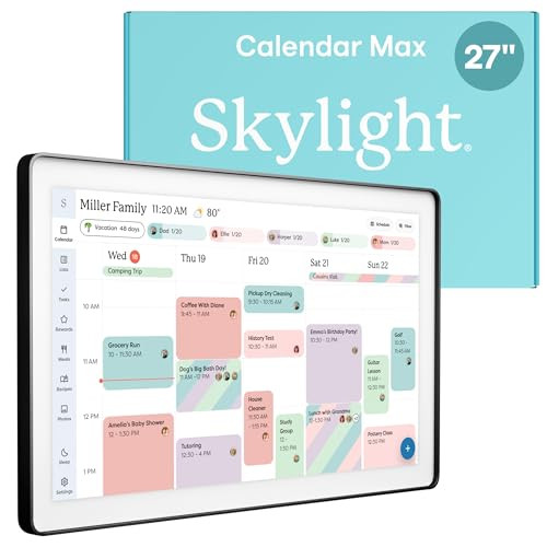 Skylight Calendar Max: 27-Inch Smart Digital Calendar & Chore Chart, Family Organizer with Interactive Touchscreen Display – Wall Mountable in Portrait or Landscape, Charcoal Shadowbox Frame | Amazon (US)