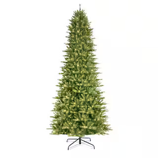 12 ft. Prelit Incandescent Slim Fraser Fir Artificial Christmas Tree with 1200 UL Clear Lights | The Home Depot