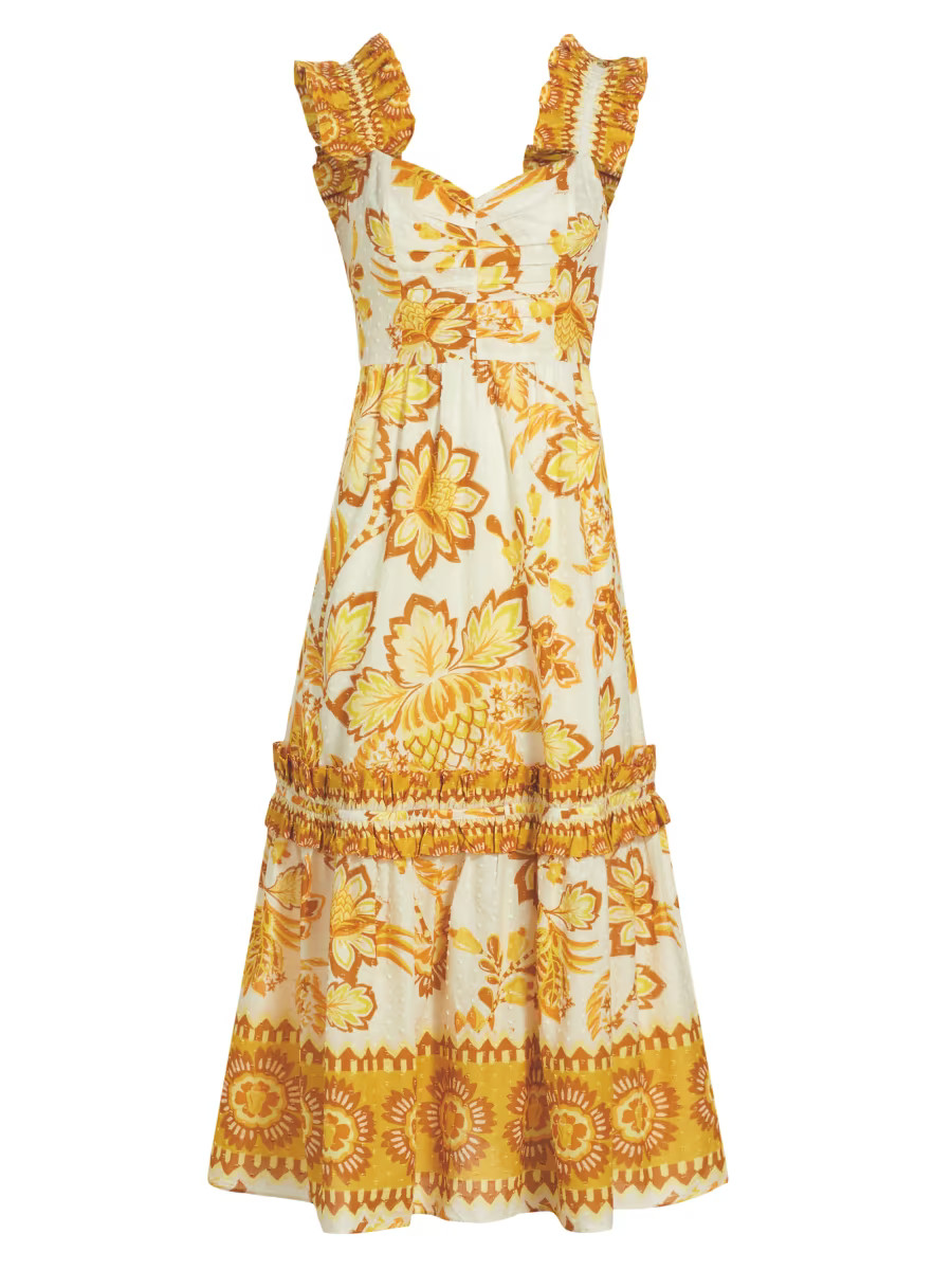 Aura Floral Ruffled Midi-Dress | Saks Fifth Avenue