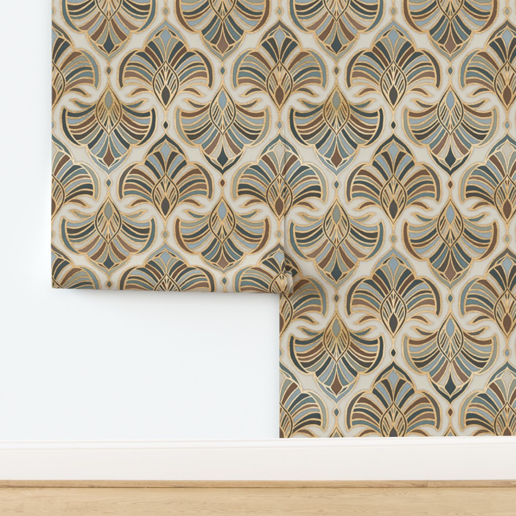 Custom Colorway Bronze Gold Art Deco Fans Large Wallpaper | Spoonflower | Spoonflower