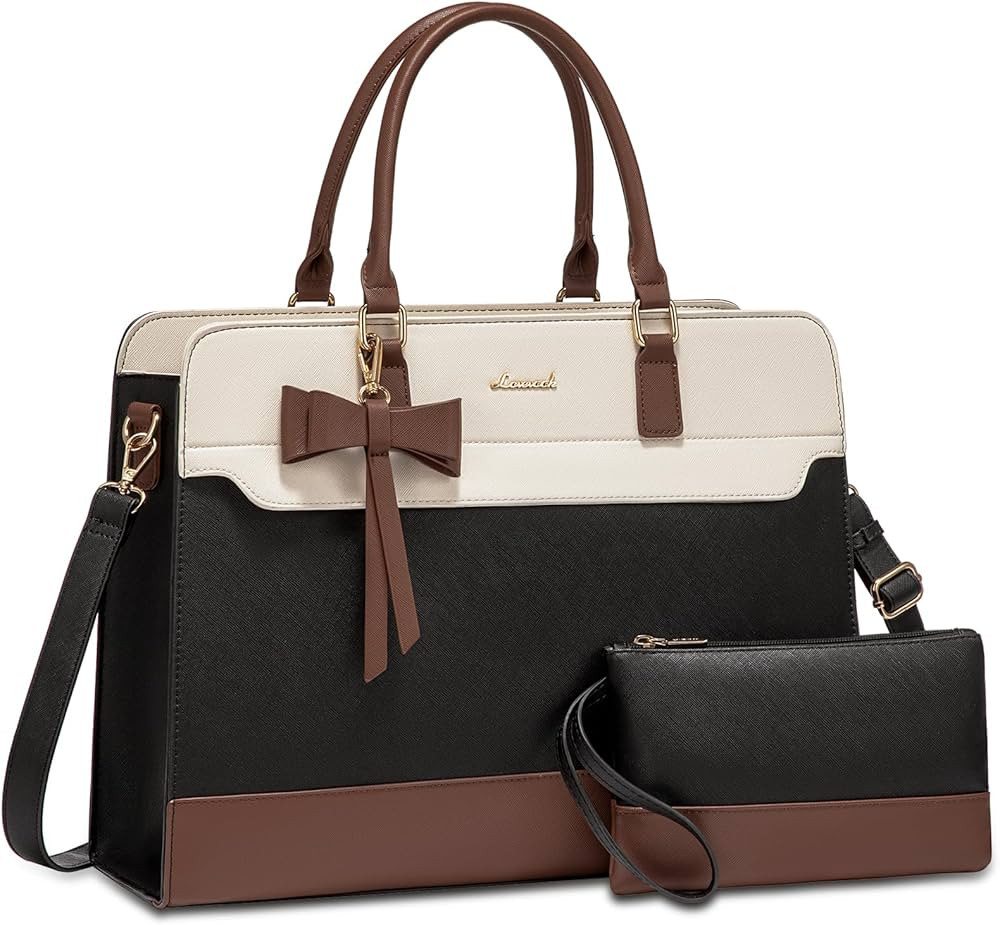 LOVEVOOK Laptop Tote Bag for Women,Leather Work Bag, Waterproof Business Teacher Bag,Large Comput... | Amazon (US)