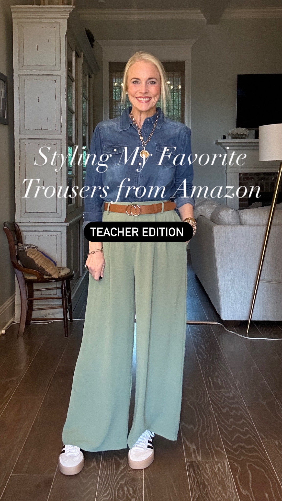 Today’s OOTD is my favorite new tall-girl friendly trousers and a lighter weight denim shirt from Amazon. I paired it with a brown look for less belt that comes in a 2-pack from Amazon, my new Adidas Sambas and everyday gold jewelry from Amazon, Victoria Emerson, and Jennifer Ponson Designs.

Shirt runs small, so size up one. Trousers are true to size. Adidas Sambas run a bit big, so I size down one in those, too.

#LTKsalealert #LTKxMadewell #LTKover40