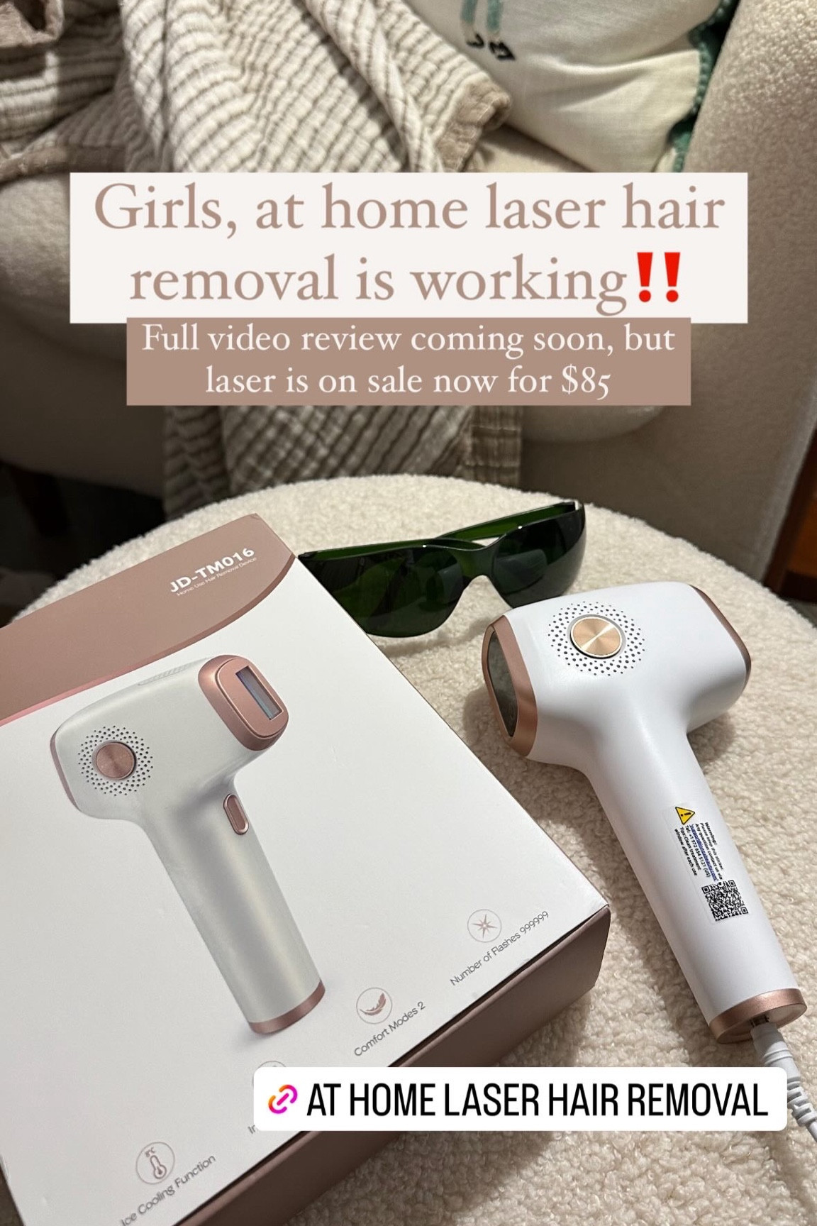Ladies, it is working! On sale now! Full video review coming soon for at home laser hair removal!!!