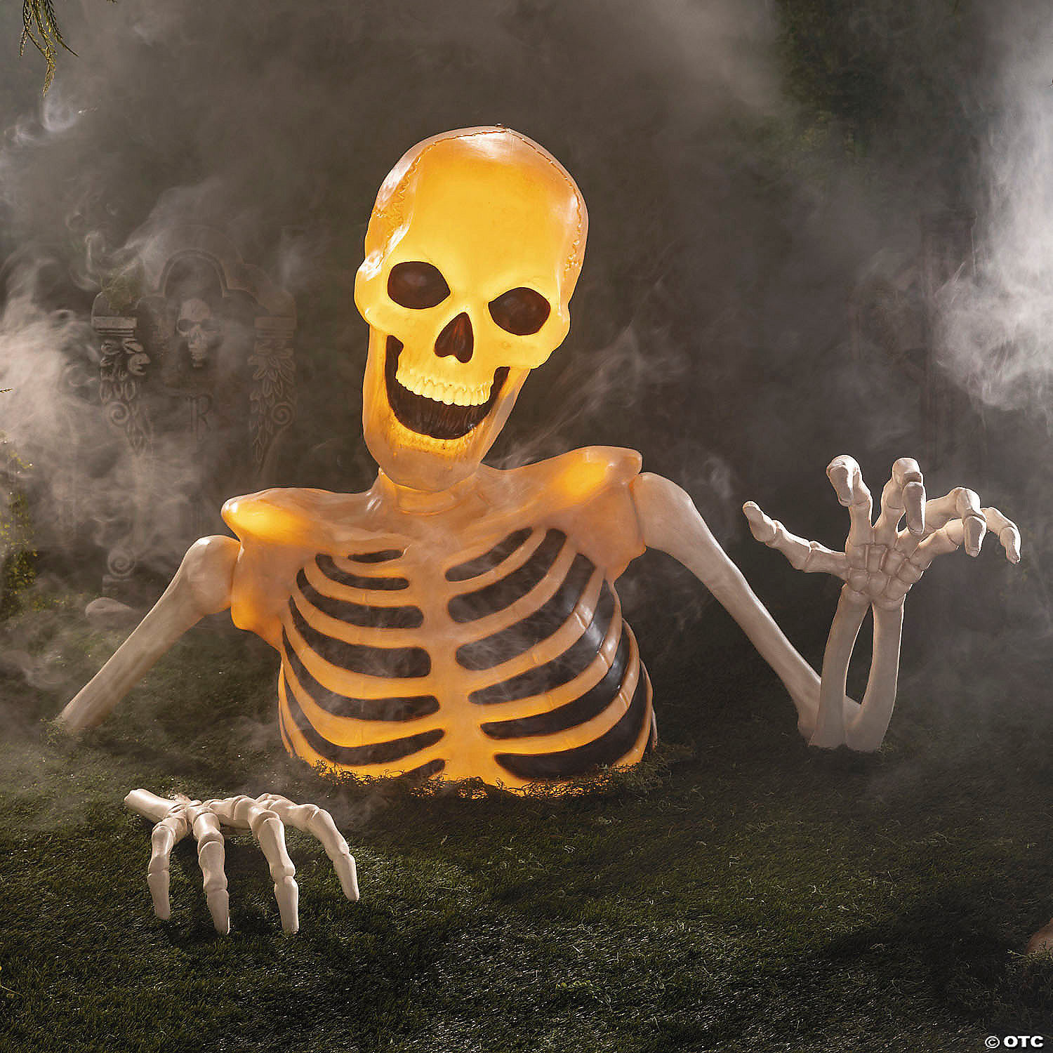 7 Ft. 5" x 4 Ft. Light-Up Ground Breaking Skeleton Halloween Decoration | Oriental Trading Company