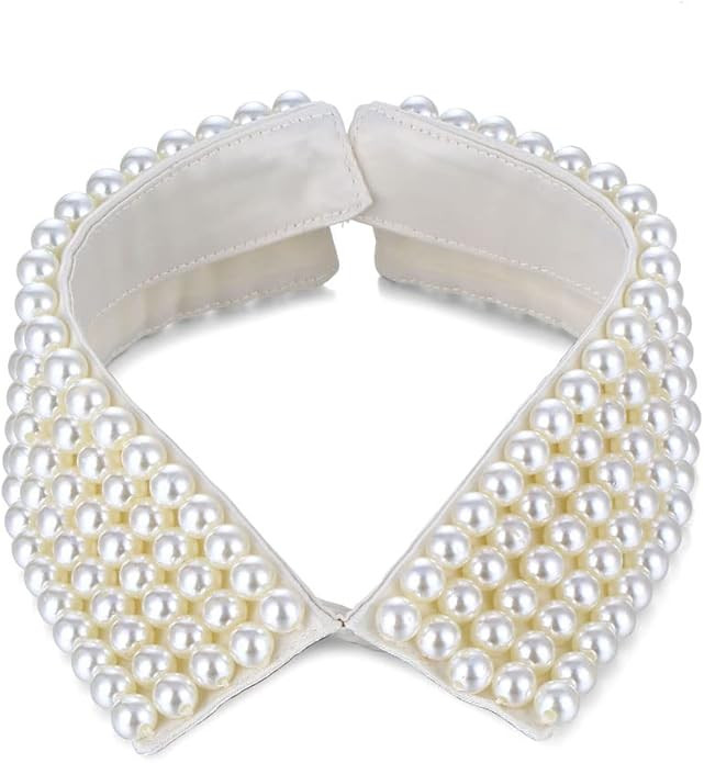 Statement Necklace for Women Girls Simulated Pearl Beaded Bib Detachable False Collar Choker Neck... | Amazon (US)