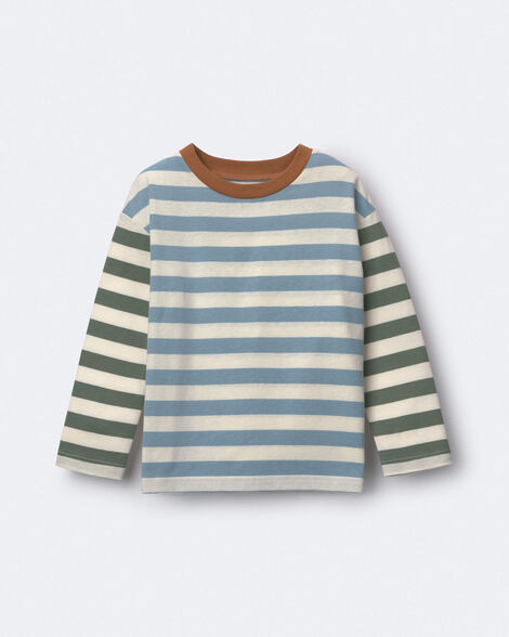 Toddler Long-Sleeve Relaxed Tee in Stripes - Blue/Olive | Carter's Inc