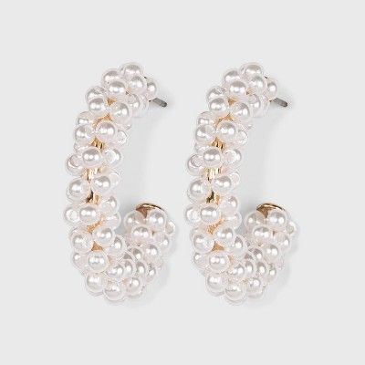 SUGARFIX by BaubleBar Pearl Embellished Hoop Earrings - White | Target