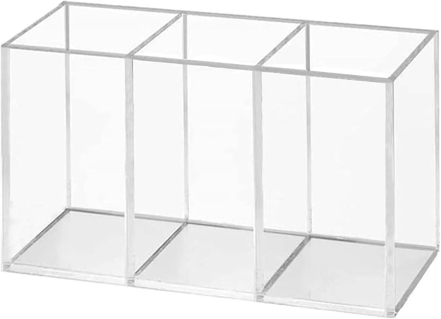 Clear Makeup Brush Organizer, Makeup Organiser Tray, Office Desk Stationery Storage Holder Makeup... | Amazon (UK)