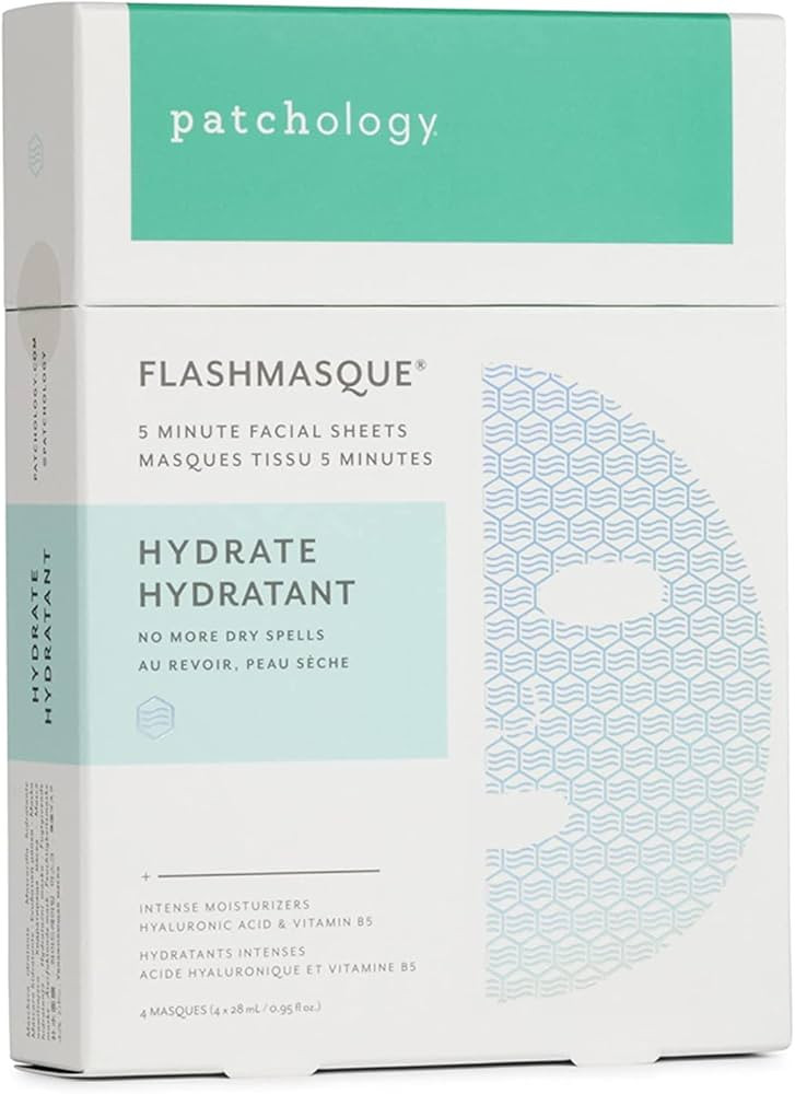 Patchology "Hydrate FlashMasque" Facial Sheet Mask w/Hyaluronic Acid - Men & Women Face Masks Ski... | Amazon (US)