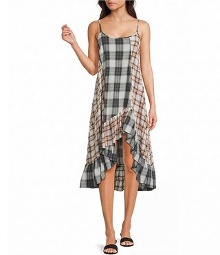 Asymmetrical Ruffle Tiered Patch Work Dress | Dillard's