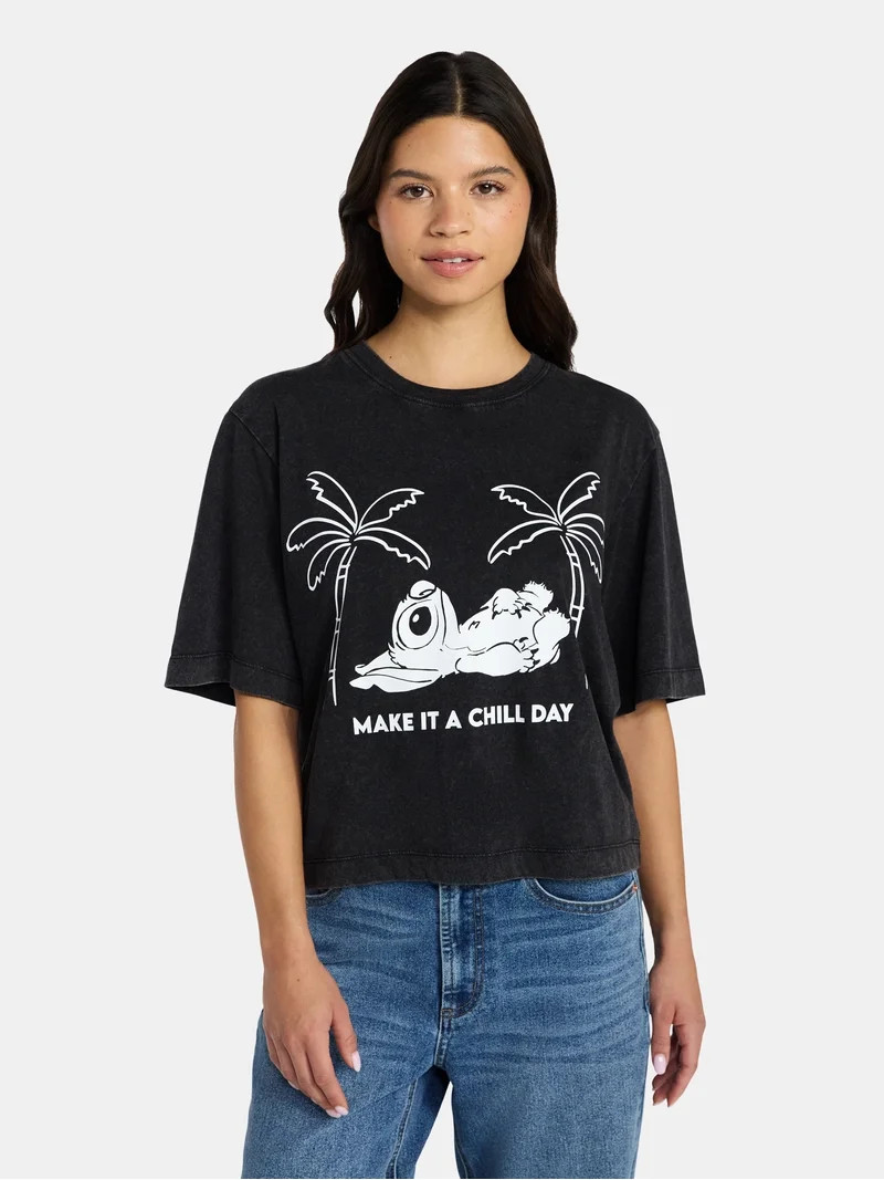 Disney Stitch Women's Chill Day Skimmer Tee with Short Sleeves, XXS-XXL | Walmart (US)