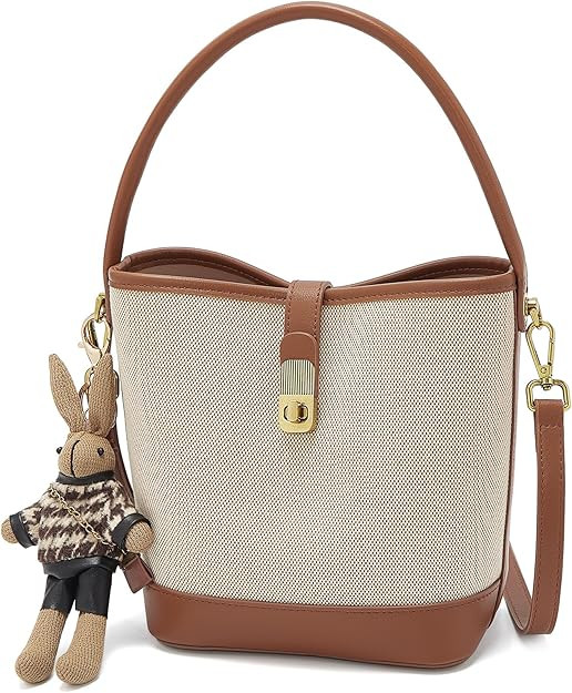 LAORENTOU Small Fabric Bucket Top-handle Crossbody Bag for Women Satchel Trendy Handbags Canvas | Amazon (US)