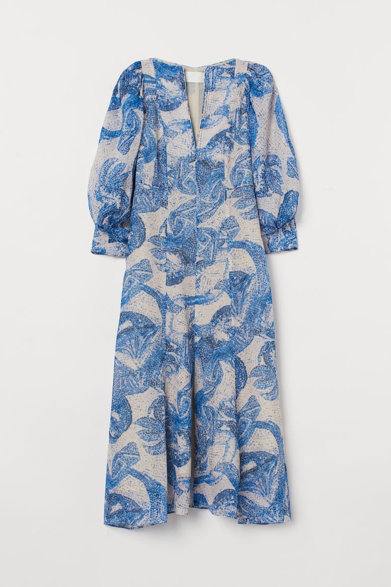 H & M - Mosaic-patterned Silk Dress - Blue | H&M (US + CA)