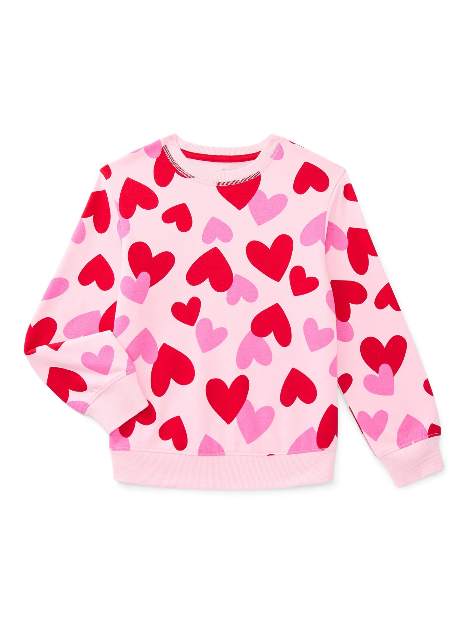 Way to Celebrate Girls Valentine's Day Long-Sleeve Graphic Fleece Sweatshirt, Sizes 4-18 | Walmart (US)