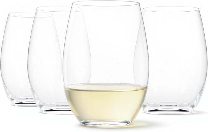 Amazon Basics Stemless White Wine Glasses, 14 oz., Dishwasher-Safe, 4-Piece Set | Amazon (US)