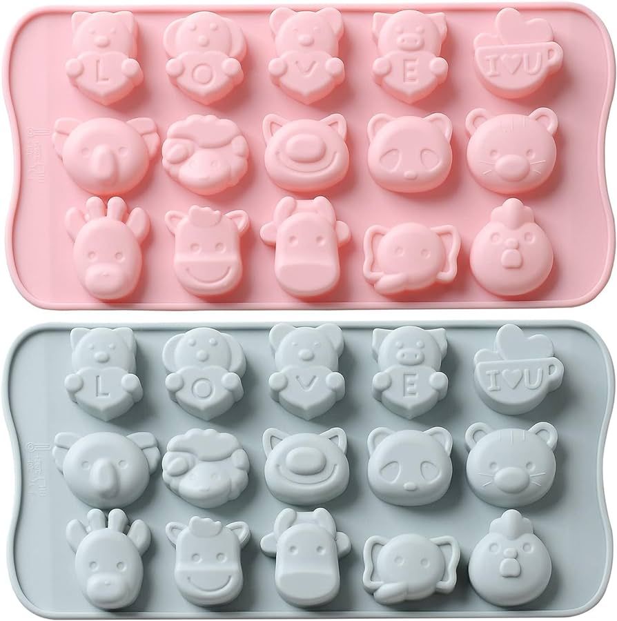 REKIDOOL Happy Farm Confectioners Molds Set, 2 Pieces Non-stick Chocolate Silicone Mold for Cake ... | Amazon (US)
