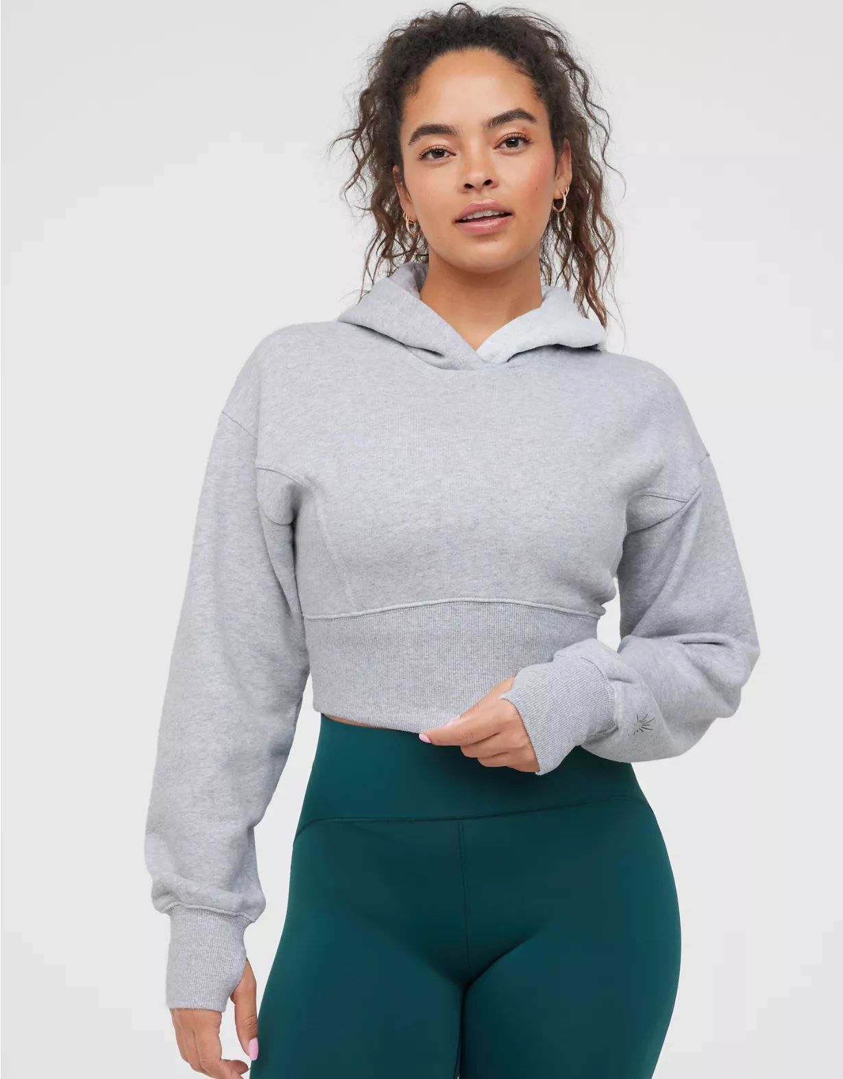 OFFLINE By Aerie Throw-Back Cropped Hoodie | Aerie