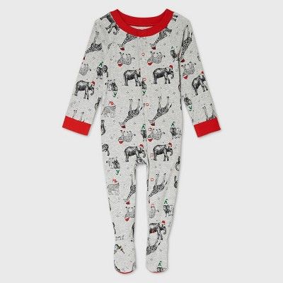 Baby Holiday Safari Animal Print Matching Family Footed Pajama - Wondershop™ Gray | Target