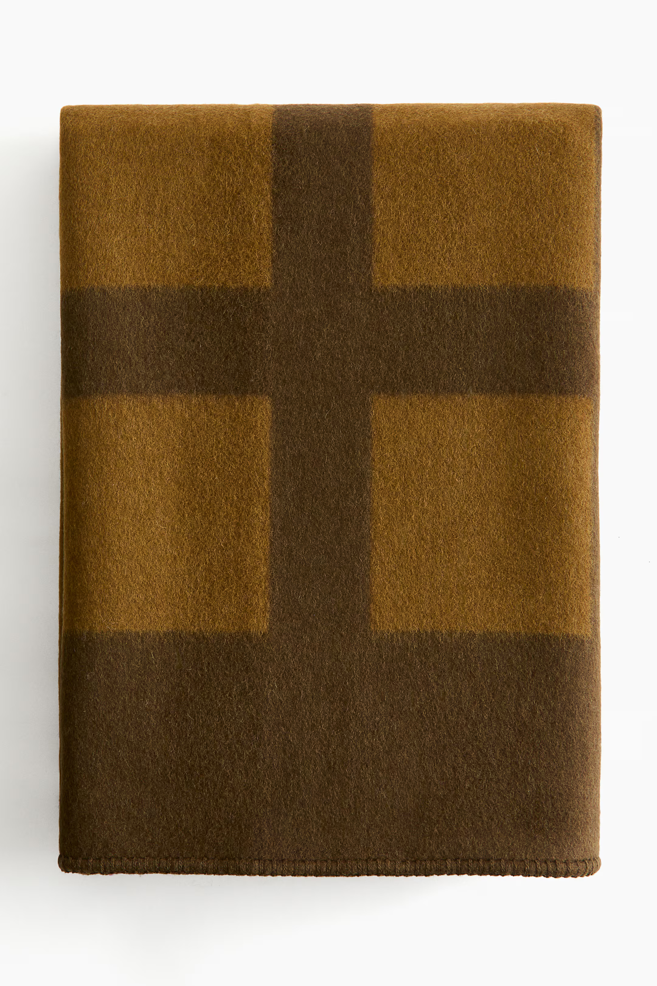 Plaid en laine mélangée - Vert foncé/color block - Home All | H&M FR | H&M (FR, IT, ES, PT, BE)