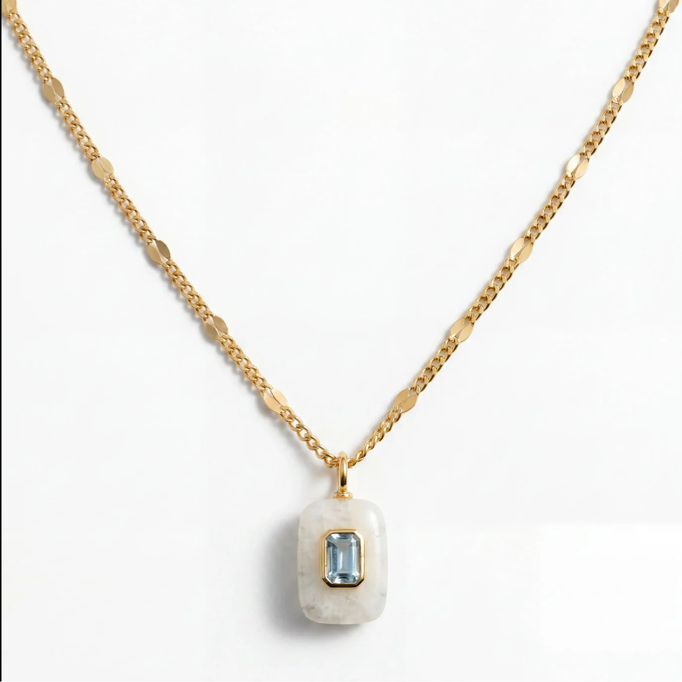 Moonstone and Aquamarine Charm Necklace | Joy Dravecky Jewelry