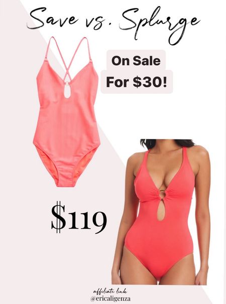 Save vs splurge! Coral one piece on sale for $30 vs one piece swimsuit with ring detail from Nordstrom! 

Swimsuit on sale // coral swimsuit // one piece swimwear // ribbed swimsuit // swimsuit with cutout 

#LTKSwim #LTKFindsUnder50 #LTKSaleAlert