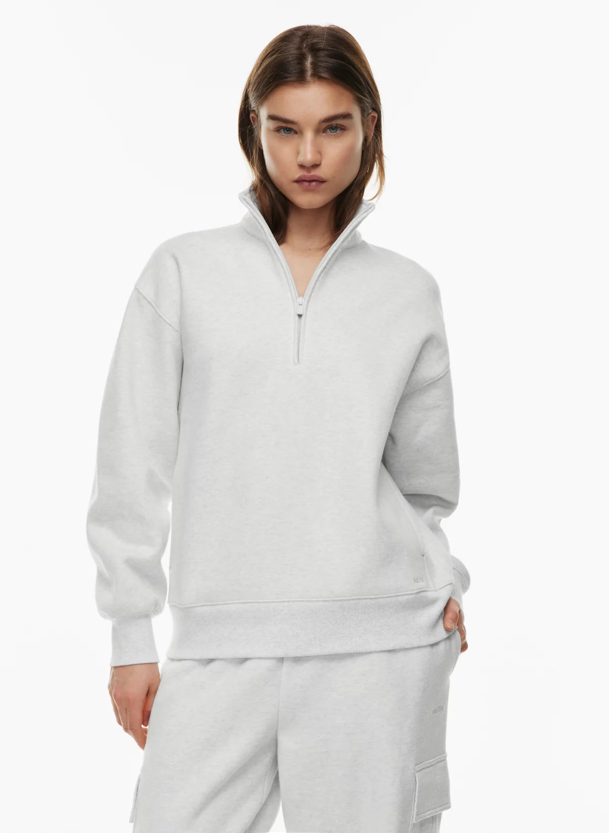 COZY FLEECE BOYFRIEND 1/4 ZIP SWEATSHIRT | Aritzia