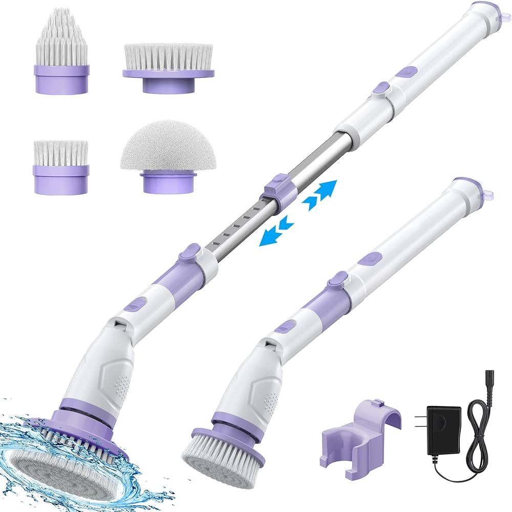 Voweek Electric Spin Scrubber, Shower Cleaning Brush with 4 Replaceable Brush Heads and Adjustabl... | Amazon (US)