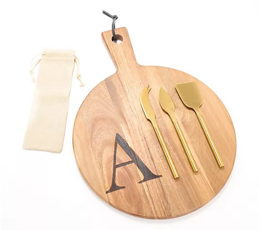 Home Reflections Set of 5 Monogrammed Charcuterie Set - QVC.com | QVC