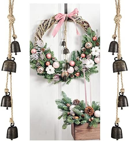 Amazon.com: Hotop 2 Sets Christmas Cow Bells Hanging Ornament for Door Christmas Metal Rustic Vin... | Amazon (US)
