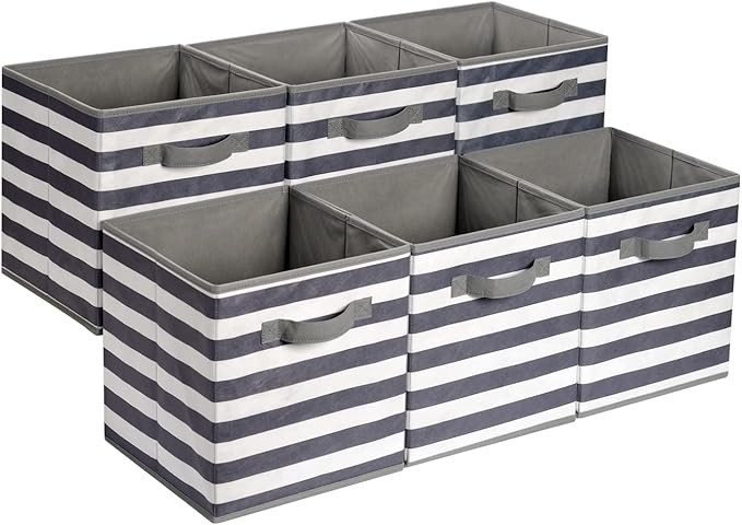 Amazon Basics Collapsible Fabric Storage Bins with Handles, Cube Organizer for Home Organization,... | Amazon (US)
