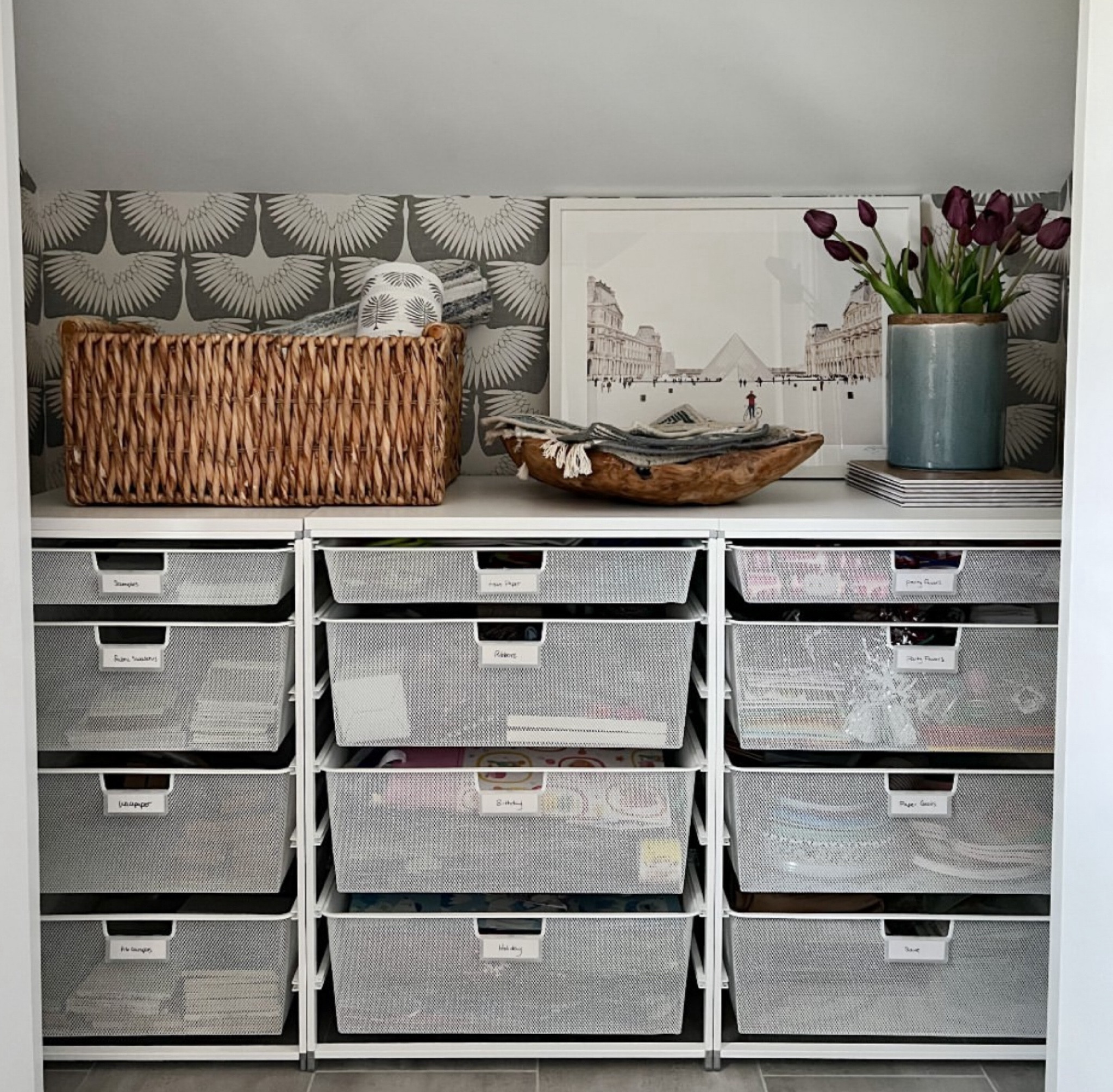 All of the ELFA products I used to organize this closet! The drawers hold work samples and party supplies and I have a wrapping station on the door. One of the best DIYs I did last year! 

#LTKHome #LTKFindsUnder100 #LTKSaleAlert