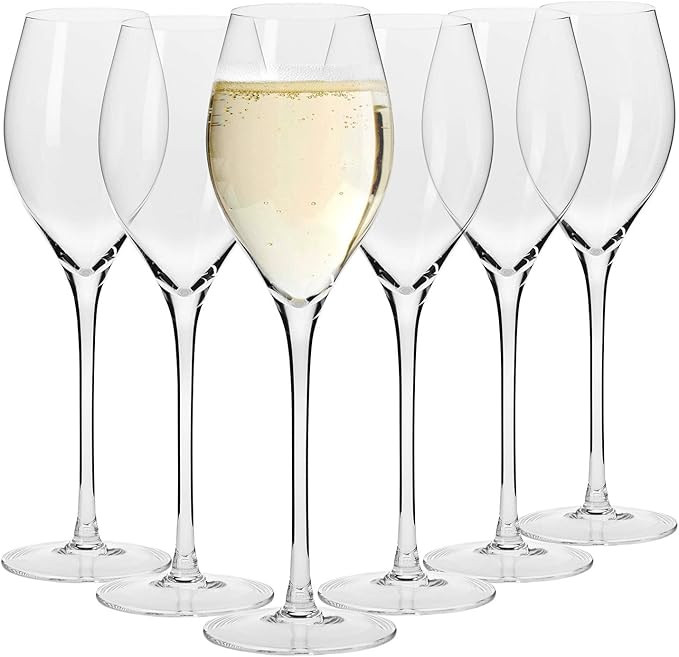 Krosno Large Prosecco Champagne Sparkling Wine Flutes, Set of 6, 9.4 fl oz, Rounded Shape for Ide... | Amazon (US)