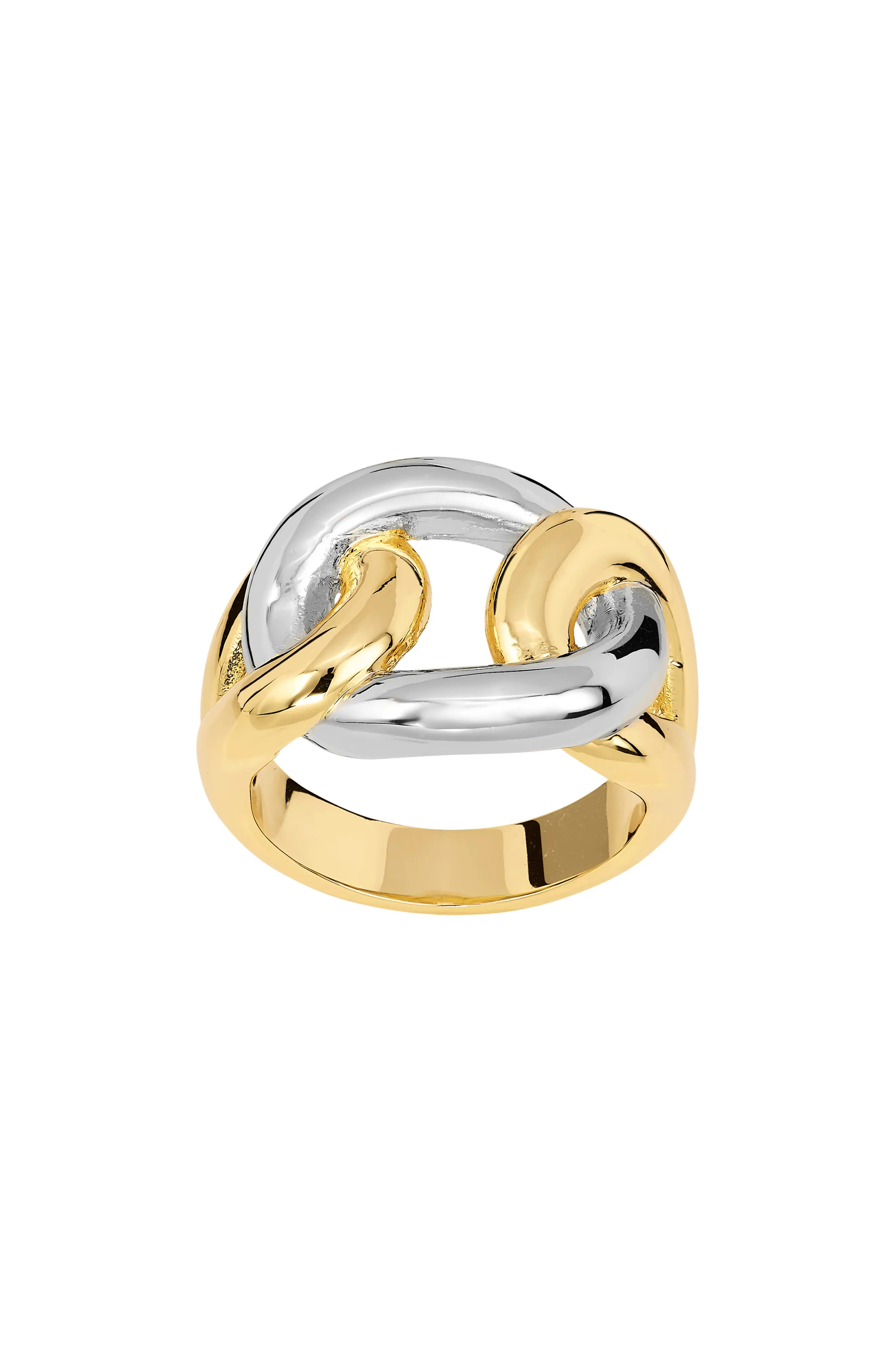 ATHRA LUXE Sculpted Link Ring in Silver at Nordstrom, Size 8 | Nordstrom