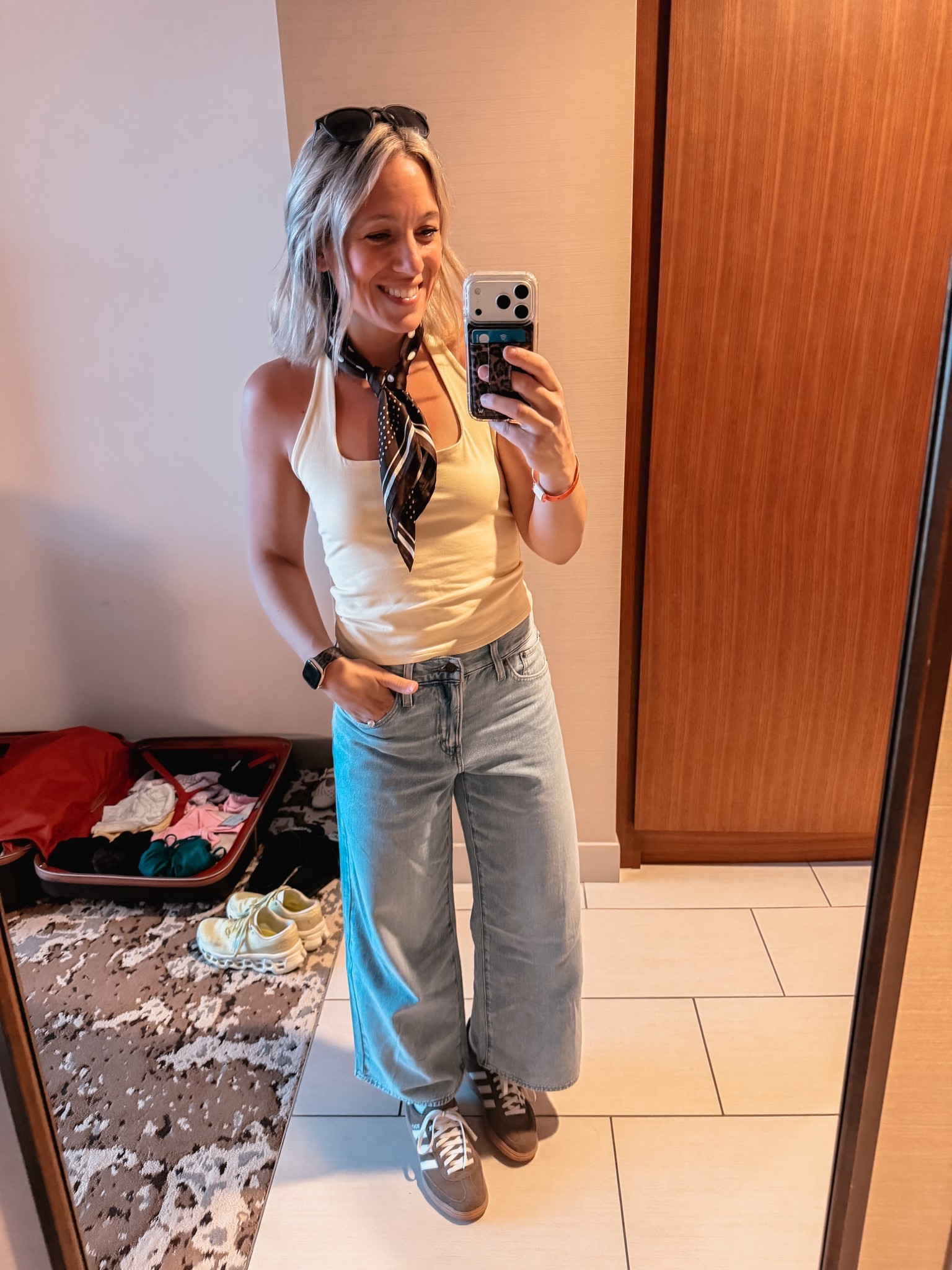 Spring outfits 2026. Spring outfits. Date night outfit. Country concert outfits. Vacation outfits. Vacation outfits beach. Work outfits. Business casual workwear. Spring shoes. Brown shoes. Brown sneakers. Silk scarf. Brown scarf. Brown silk scarf  

#LTKmomlife #LTKootd #LTKTravel