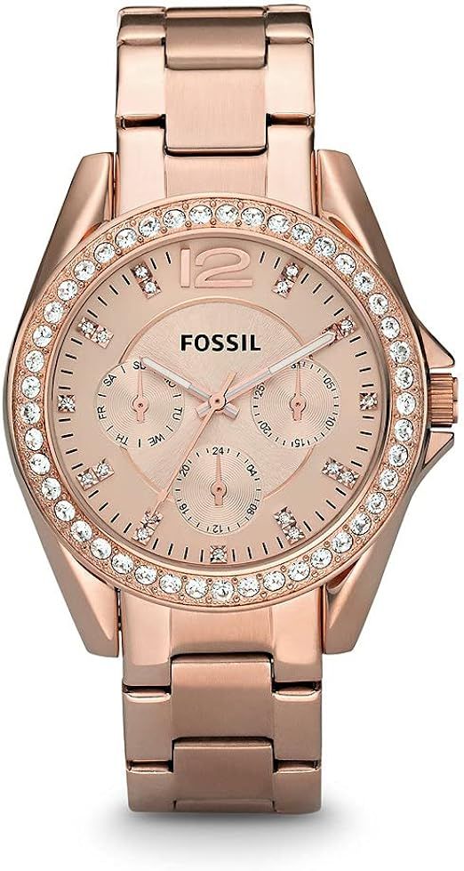 Fossil Women's Riley Stainless Steel Crystal-Accented Multifunction Quartz Watch | Amazon (US)