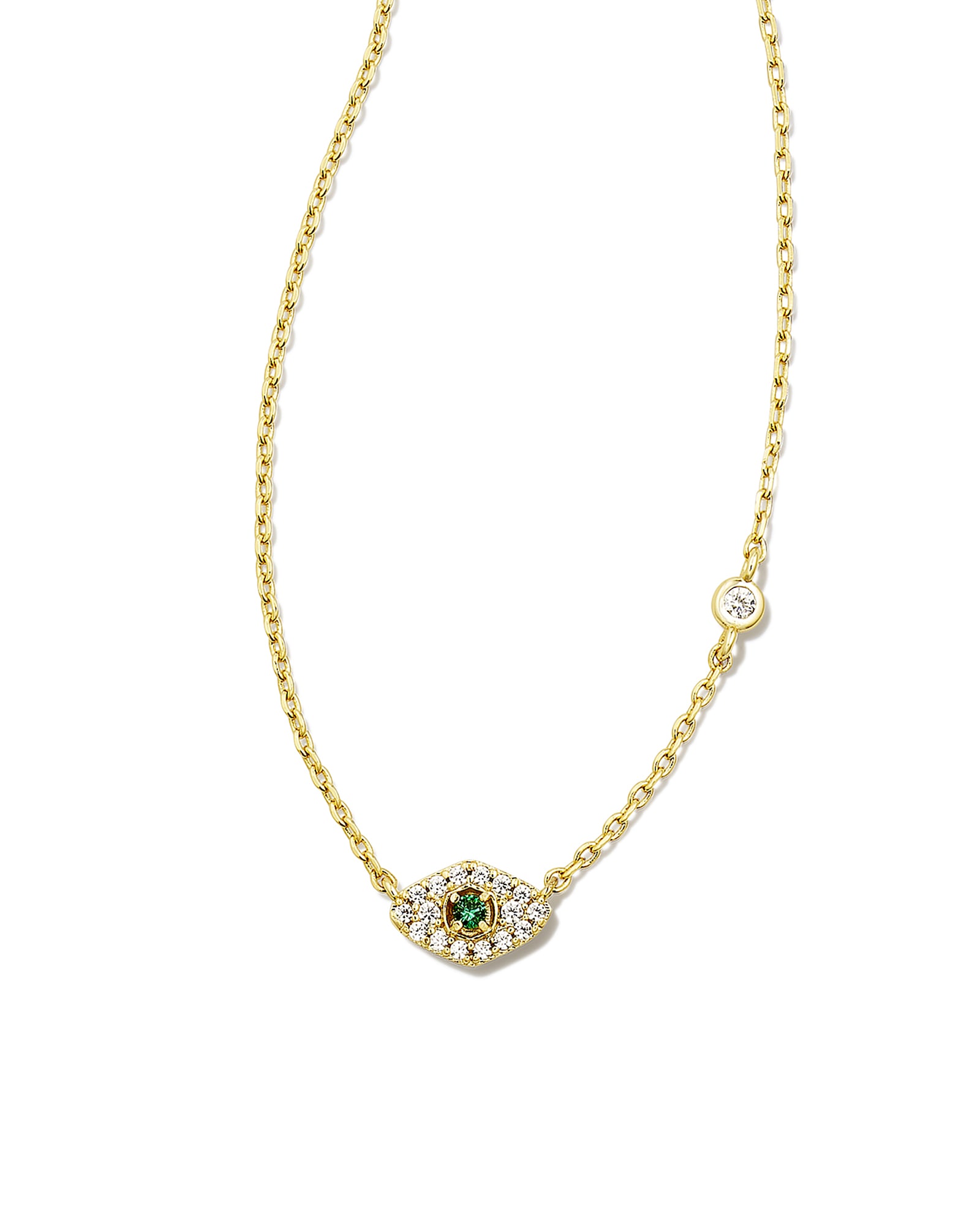 Ashrafa Gold Eye Short Pendant Necklace in Green Crystal Mix | Kendra Scott