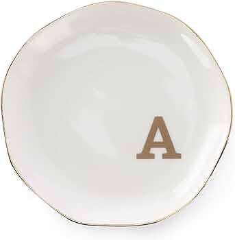 VINCOMIC Initials Ring Dish Jewery Tray with Personalized A-Monogrammed Gifts Wedding Engagement ... | Amazon (US)