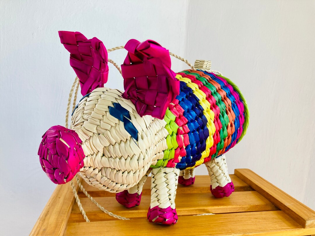 PIG BAG, Mexican Woven Palm Bag, Pig Wicker Bag, Mexican Handycraft Bag, - Etsy | Etsy (US)