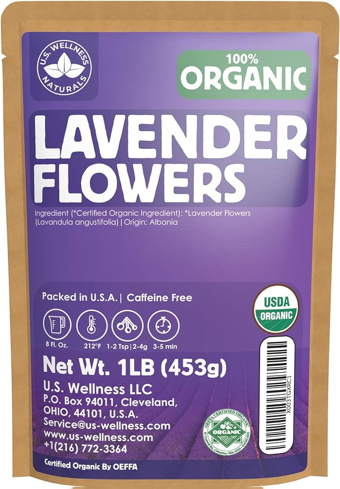 Lavender Tea 1LB (16Oz) 100% Certified Organic| Lavender Flowers Dried | Loose Lavender Tea| Perf... | Amazon (US)