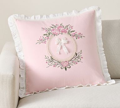 LoveShackFancy Embroidered Lace Bow Pillow | Pottery Barn (US)