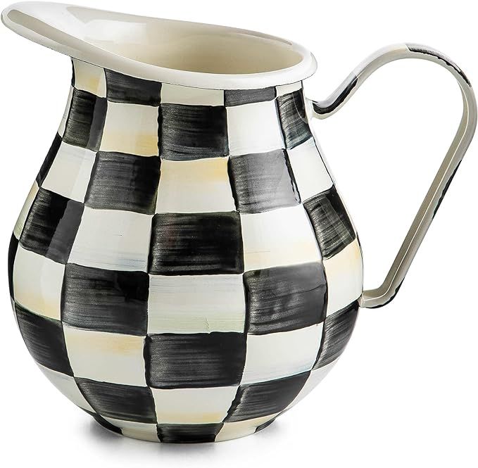 MacKenzie-Childs Courtly Check Enamel Pitcher, Kitchen Counter Decor for Water, Flowers, and More | Amazon (US)