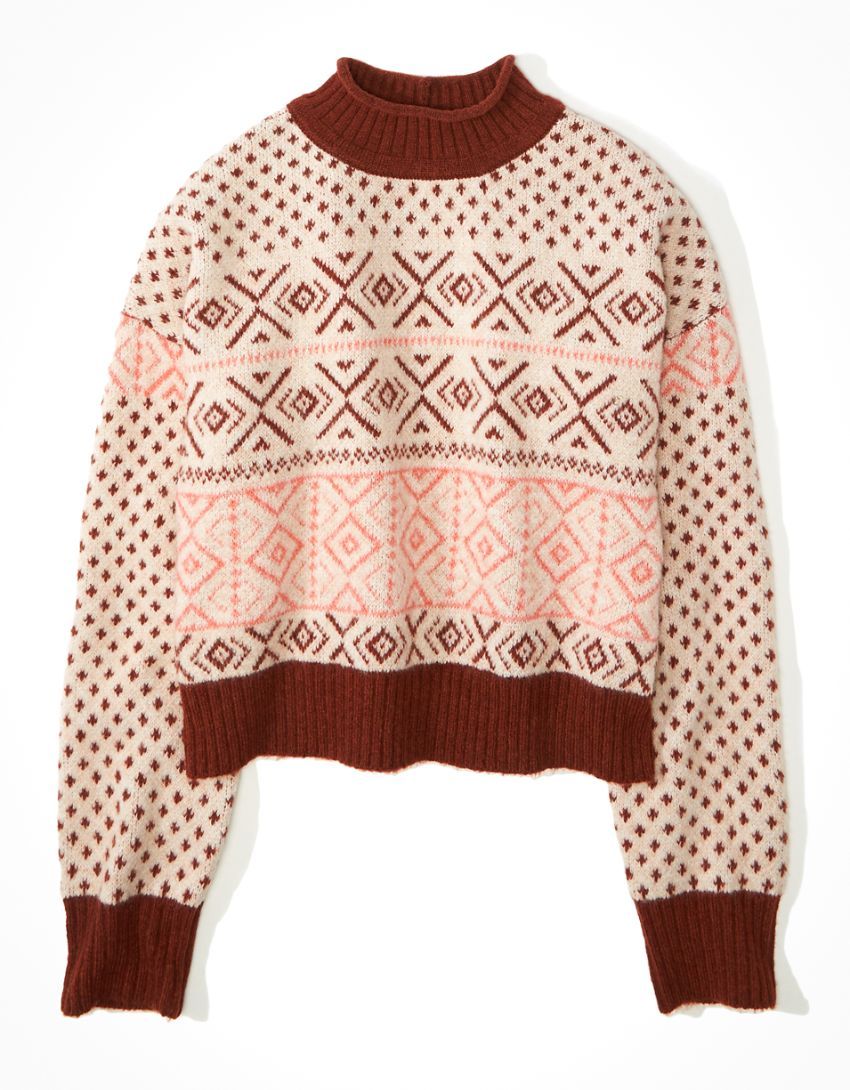 AE Fairisle Mock Neck Sweater | American Eagle Outfitters (US & CA)