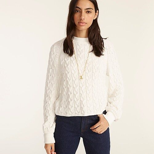 Relaxed-fit cable-knit crewneck sweater | J.Crew US